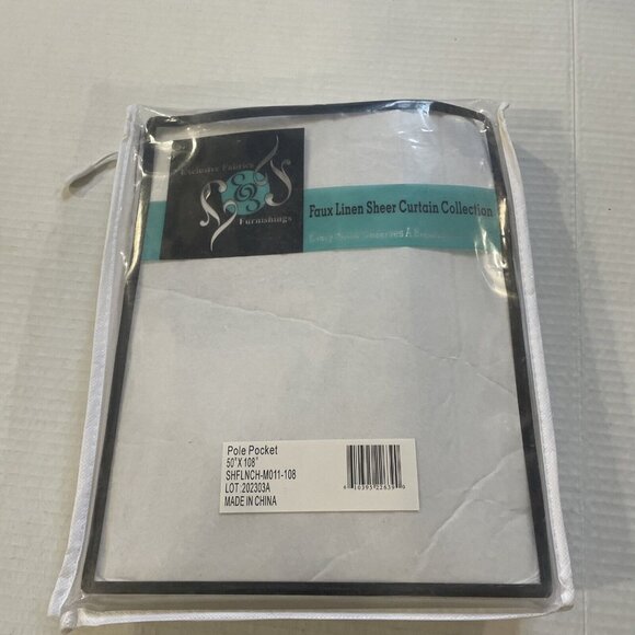 Exclusive Fabrics White Orchid Faux Linen Sheer Curtain  50 In X 108 In - Picture 2 of 5